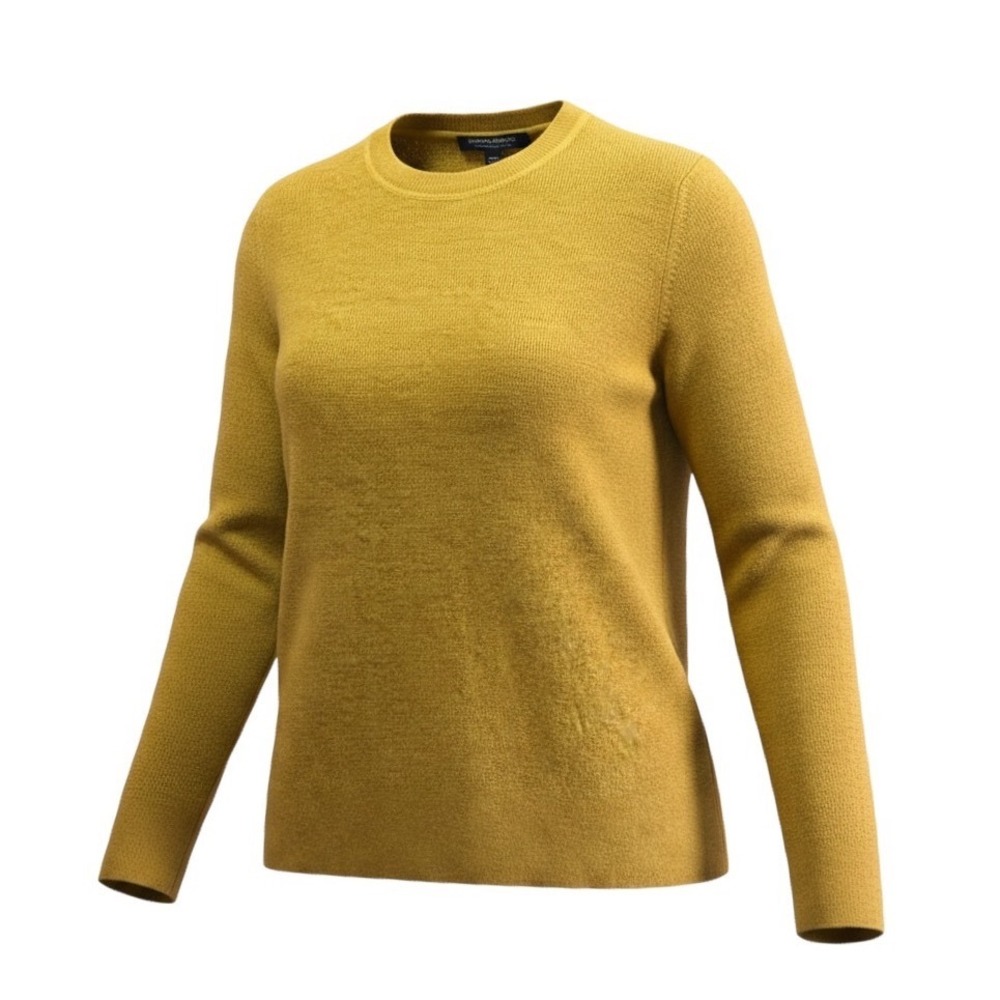Banana Republic Italian Merino Wool Sweater Mustard Yellow Crewneck Baruffa M